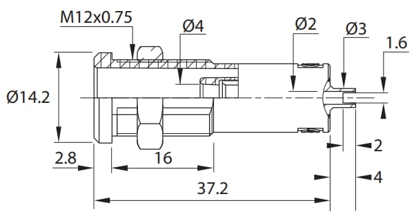 Mechanical Drawing - Cal Test Electronics CT4407 4mm Sheathed Banana Jacks